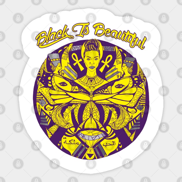 Yellow Purple Butterfly Goddess Black Is Beautiful Sticker by kenallouis